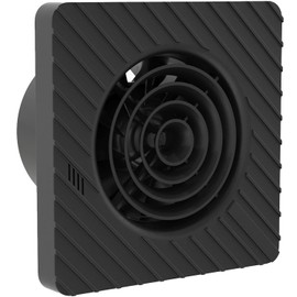 Pebble Grey™ Wave 4”/100mm Silent Bathroom Extractor Fan with Timer and Humidistat, Wall or Ceiling Mounted Axial Fan (Black)