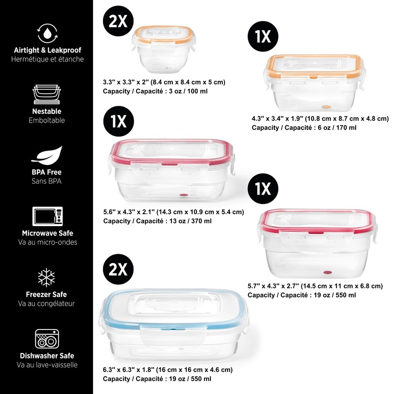 Starfrit LocknLock 14-Piece Easy Match Plastic Container Set - Airtight,