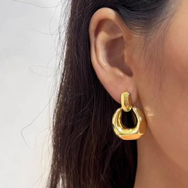 Chunky Gold Earrings for Women Trendy Gold Statement Earrings Vintage Large Gold Geometric Studs Earrings Jewelry Gifts