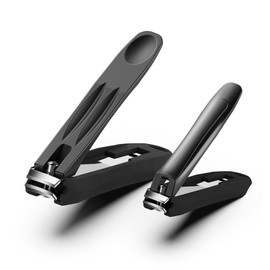 FVION 2 Piece Nail Clippers Set with Collection Container, No Splash Finger Nail Clippers and Integrated Nail File, Nail Cutter for Fingernails and Toenails, Sharp Nail Clipper with Nail Catcher