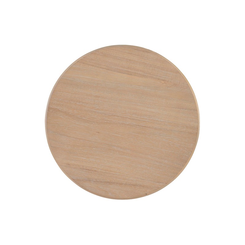 Powell Tarkin Round Natural Wood Turned Spindle Pedestal Side Accent