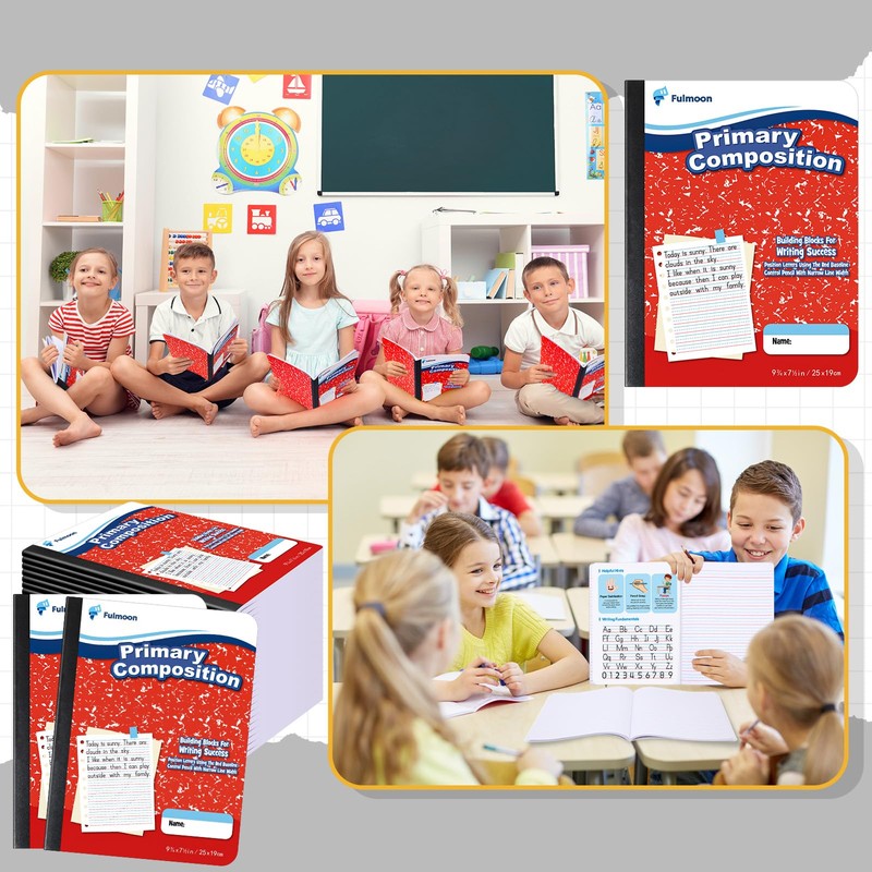 24 Pack Primary Composition Notebook,Grade K-2 Journal Wide 3 Line