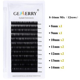 GEMERRY Individual Eyelashes for Eyelash Extension 0.05 C Curl Length 8-14 mm Mix 1:1 Eyelash Extensions 1 to 1 Eyelash Extension Individual Lashes (0.05-c curl-mix 8-14 mm)
