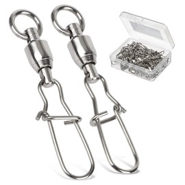 AMYSPORTS High-Strength Stainless Steel Swivel, Anti-Corrosion, Saltwater Fishing Tool, Lure Snap Ball Bearing Swivel, Ball Bearing Fishing Rig, 25-Piece Set, 66.1 lbs (30 kg)