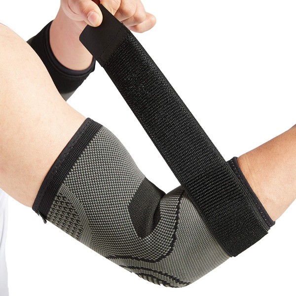 Bodyprox Elbow Brace with Strap for Tendonitis 2 Pack, Tennis Elbow Compression Sleeves, Golf Elbow Treatment (Extra Large)