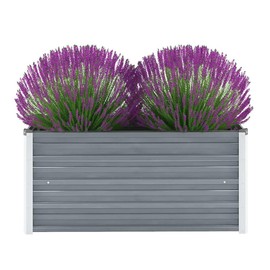 CHARMMA Raised Bed Gray Galvanized Steel 39.4 x 15.7 x 17.7 in Raised Bed,Pots & Planters-44854