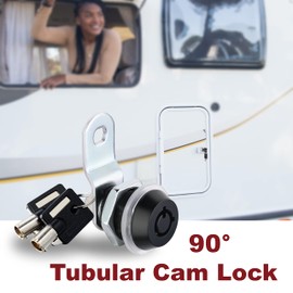 Naissian 2023 RV Locks for Storage Door, Cylinder Cam Lock for RV Storage Door, Toolbox, Tool Cart, Guns Safes Secure Locks, 5/8", 90°Turn, Pack of 5 with 6 Key Alike, Matte Black