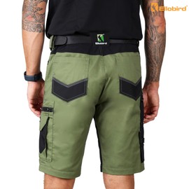 Ellobird Work Shorts for Men Construction Pants Mens Workwear Cordura Cargo Loose Fit Utility Carpenter Workwear Short Olive