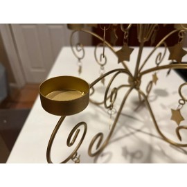 Unbranded Christmas Tree 19"H Metal Gold Star Multiple 12 Votive Candle Holder SPAN 16" NW