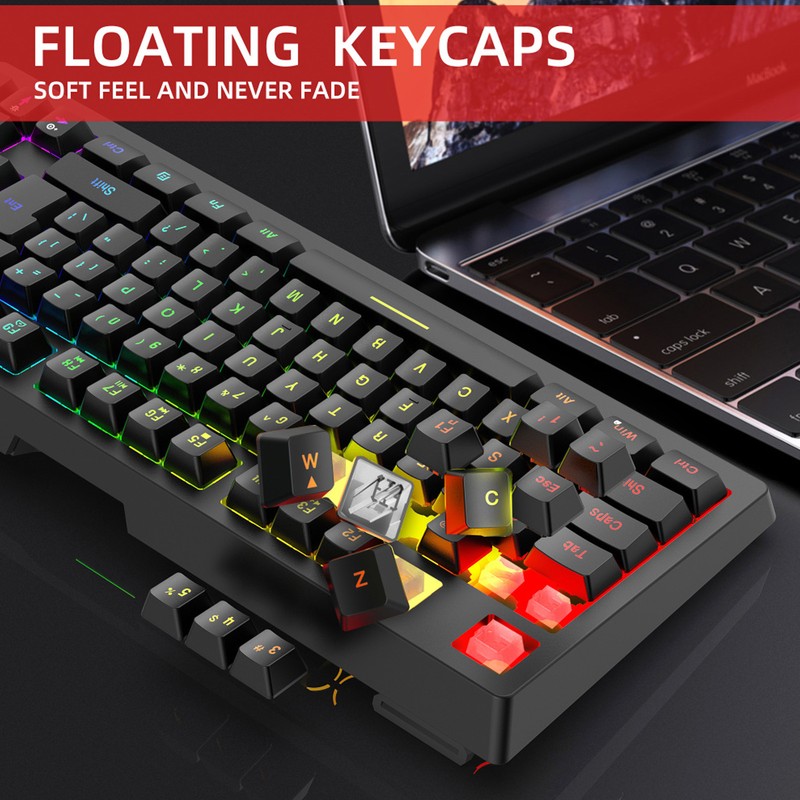 2.4G Wireless Keyboard 87 Keys RGB Backlight 1800mAh Battery Office