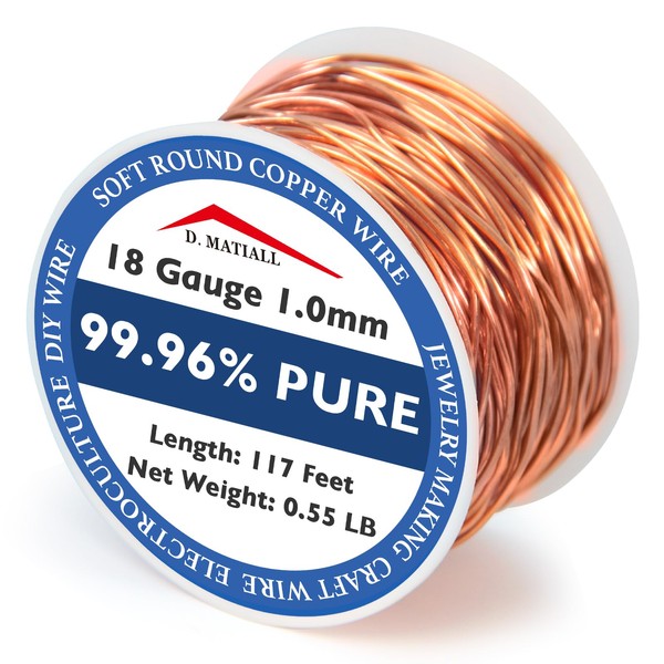Alambre de cobre 99.95% puro, calibre 18 de 1.0 mm