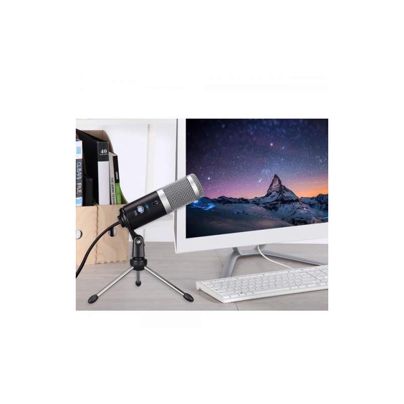 System-S Condenser Microphone USB Connection with Stand in Black