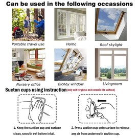 Dream Art Anywhere Portable Blackout Curtain/Adjustable Blackout Shades/Temporary Blackout Blinds with Suction Cups for Nursery,Children Kids Bedroom Travel Use,Black,1 pc W52xL72Inch(132X183cm)