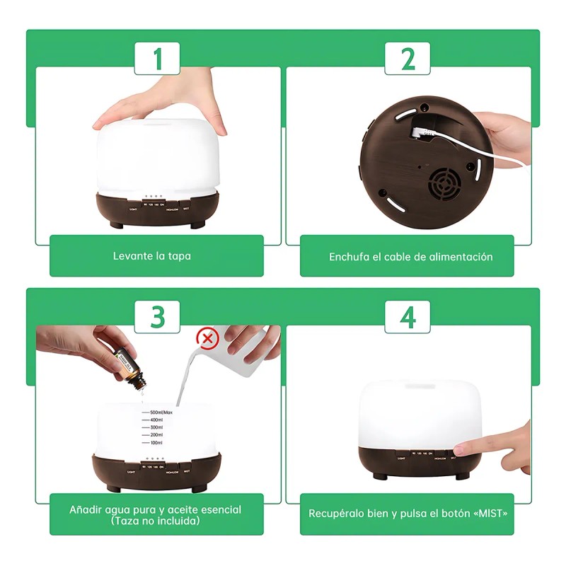 Difusor De Aceites Esenciales Aromas Humidificadores Casa