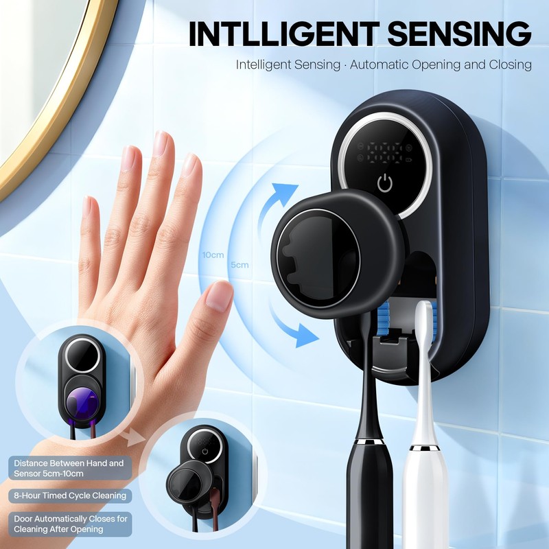 Upgraded LED Smart Screen Toothbrush Sterilizer, Toothbrush Cleaner Holder with