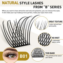 Lash Clusters B01 Natural Individual Lashes Eyelash Clusters Extensions DIY D Curl 8-16MIX 72 Clusters Lashes C D Curl DIY (B01-D-8-16MIX)