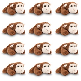 Forest & Twelfth Mini Monkey Plush Toys | 12 Pack Tiny Plushies Stuffed Animals Bulk | Stocking Stuffer for Girls & Boys, Animals Figures for Party Favors, Goody Bags, Classroom Treasure Box Prizes
