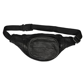 Steinmeister Genuine Leather Waist Bag Belt Bag Black 37 x 16 cm, black
