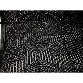 NEW CREATIONS FABRIC AND FOAM INC BLACK GEOMETRIC DESIGN EMBROIDER ON A BLACK 4 WAY STRETCH POWER MESH-BY YARD