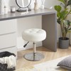 Gitrah White Vanity Chair for Makeup Room Round Ottoman Tufted