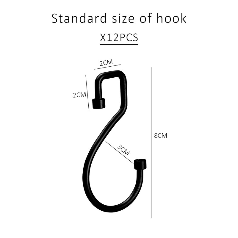 12 Pieces S Shaped Hooks Metal Hooks Shower Curtain Hooks