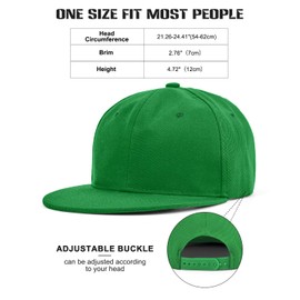 Century Star Snapback Hats for Men Flat Bill Brim Baseball Cap Women Adjustable Hip Hop Style Blank Trucker Hat Green One Size