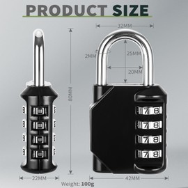Pack of 3 Padlock Combination Lock, 4 Digit Lock with Combination Code, Padlock Numbers Zinc Alloy, Padlocks Weatherproof, for Locker, Toolbox, Gym, Garden Fences
