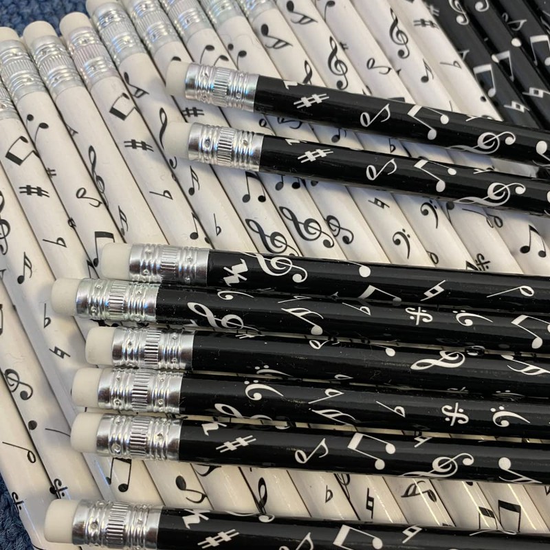 PartyErasers Music Themed Stationery - Mixed Black and White Musical