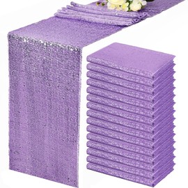 15 Pack Sequin Table Runner 12 X 108 Inch Sparkly Lavender Table Runner Glitter Sequin Runner Dining Table Runner for Wedding Engagement Dining Baby Bridal Shower Birthday Party Supplies
