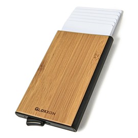 GLOXXON Credit Card Case, Large Capacity, Slide Type, Anti-Skimming, Tree, Magnetic, Lightweight, Men's, Women's, bamboo