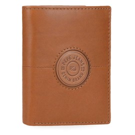 Pepe Jeans Cracker Vertical Wallet with Card Slot, Beige, 8.5 x 10.5 x 1 cm, Leather by Joumma Bags, Beige, Talla única Vertical Wallet with Card Slots, beige, Standard size, Vertical wallet with card