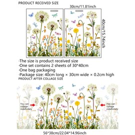 iMagitek Colorful Floral Flowers Dandelion Butterfly Window Clings Spring Summer Window Stickers for Home Office Shop Display