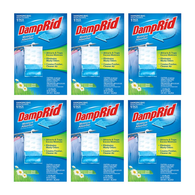 DampRid FG80 Fresh Scent Hanging Moisture Absorber ,6-Pack
