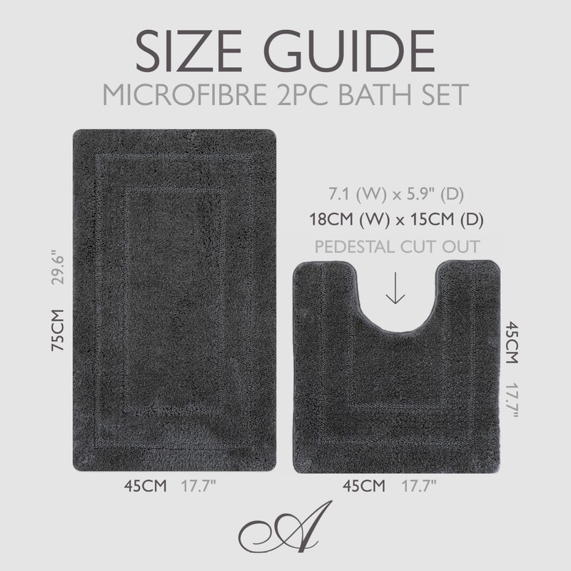 Allure Non Slip Bath Mat Set 2 Piece Bath and