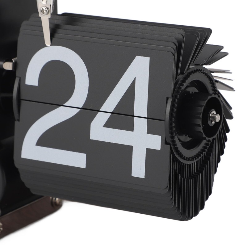 Flip Desk Clock, Auto Mechanical Flip Clock, 24H Wood Base