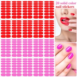 YECIRALA 20 Sheets 280 Pcs Red & Pink Nail Polish Stickers Full Nail Wraps for Women Nails Gel Nail Strips Stick On Nails Polish Strips Self Adhesive Nail Decals for Nail Art Gel Polish Strips