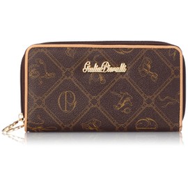 Lyonna Women's Long Format Wallet with Two Zips Black Brown All-Over Pattern Print Approx. 18 x 10.5 x 3.5 cm (W x H x D), Coffee beige