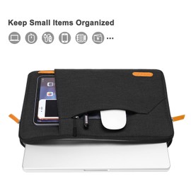 MOSISO Laptop Sleeve Compatible with MacBook Air/Pro, 13-13.3 inch Notebook,Compatible with MacBook Pro 14 inch 2023-2021 M2 M1,Polyester Bag with Bevel Horizontal&Vertical Pocket&Small Arc Case,Black