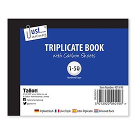 Just stationery Half Size Triplicate Book Notebook, Multi, 1-Pack, 4019