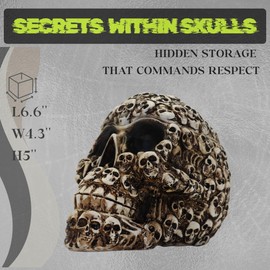 Gothic Skull Storage Box - Decorative Ossuary Design with Hidden Compartment, Hand-Painted Polyresin Skeleton Head Container for Jewelry, Keys & Small Items, Macabre Home Decor Conversation Piece