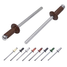 Marcopol Pack of 100 Painted Blind Rivets 3.2 x 8 mm, Dome Head, DIN 7337, Aluminium Rivets and Steel Mandrel, Pop Rivets (100, Sepia Brown RAL 8014), Sepia Brown (Ral 8014)