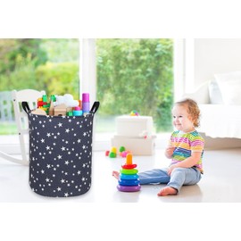 Sanjiaofen Star Laundry Hamper,Kids Laundry Basket CollapsibleBoys and Girls Storage Baskets for Home Decor,Office,Toy Organizer,(Blue Star)