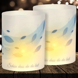 16 Tea Light Holders Table Decoration Christening Decoration Boy Girl Table Decoration Confirmation Decoration Fish Blue Communion Party Favours Beautiful That You Are Here for Tea Lights or Candles