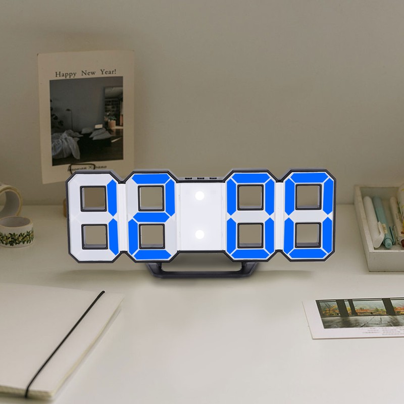 Digital LED Large 3D Table Hanging Wall Clock Alarm Snooze