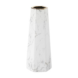 12inch White Gold Finish Marble Ceramic Flower Vase Home Decor Vase and Table Centerpieces Vase - Ideal Gifts for Friends and Family, Christmas, Wedding, Bridal Shower