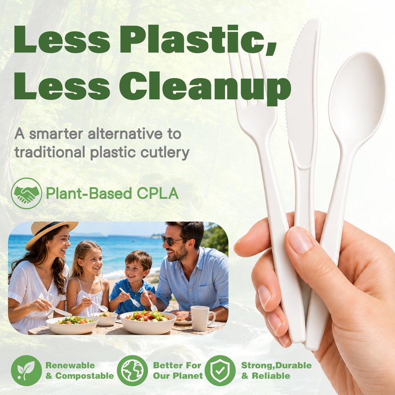 300 Pcs Disposable Cutlery Set, Heavy-Duty Compostable Utensils