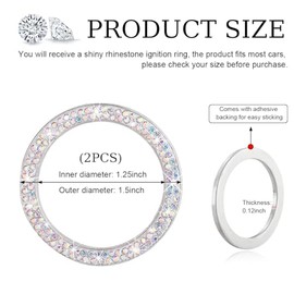 Gasedin Gasedin 2 PCS Car Engine Start Stop Decoration Ring, Sparkling Crystal Vehicle Push Button Start Sticker, Double Rhinestone Engine Ignition Button Decal, Universal Car Accessories (AB)