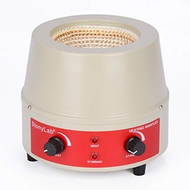 stonylab Heating Mantle, Adjustable Heating and Stirring Electromantles Electrothermal Lab Heating Mantle with Magnetic Stirrer 0-1600 RPM Temperature Control 110V/450℃ 250W - 500 ml