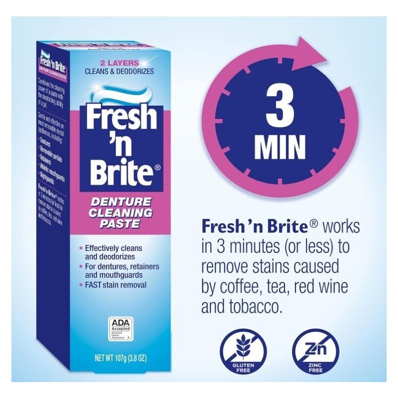 Fresh 'n Brite Denture Cleaning Paste, 3.8 Ounce (Pack of