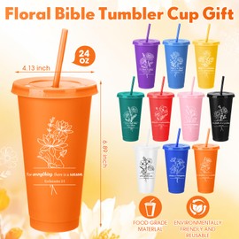 Honeydak 20 Pack Christian Gifts Tumblers Bulk 24 oz Reusable Religious Tumblers with Lids Straws Plastic Bible Verse Coffee Cups Inspirational Gift for Women Church(Vivid Colors)